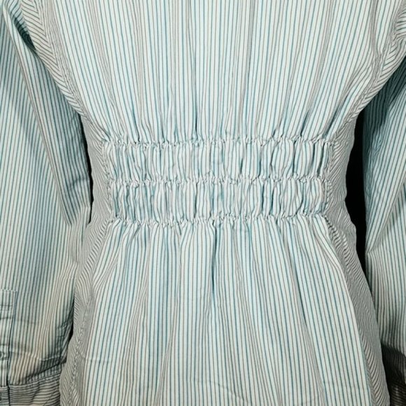 NEW YORK & CO Teal Pinstripe button down top - Picture 3 of 6